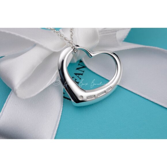 Tiffany & Co. Elsa Peretti Large 27mm Open Heart Pendant Necklace on 18" Chain - Picture 7 of 8